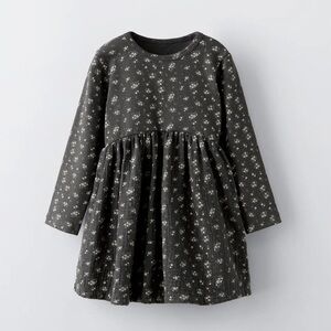 Charming Dark Gray Floral Kids Dress